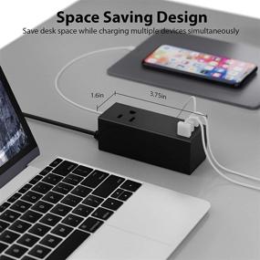 img 1 attached to Compact 65W USB-C Power Strip Charger by Ceptics with Quick Charge 3.0 PD, 2 USA Socket - USB + Dual USB-C - 3 Ports - GAN TECH Powerful - Fast QC & PD - SWaDapt Attachments - Travel-Friendly