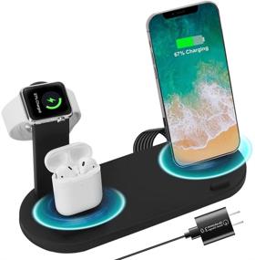img 4 attached to 🔌 Fullpetree 3-in-1 Wireless Charging Station for Apple Products- Compatible with Apple Watch SE 6 5 4 3 2, AirPods Pro/2, and iPhone 12/11/Pro Max/X/XS/XR/8 Plus- QI Fast Charger Stand Dock