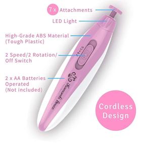 img 1 attached to Electric Nail File Manicure & Pedicure Kit: Portable 2-Speed Battery Operated Nail File Set with Nail Drill Grinder, Buffer, Shaper, Polisher, and Cuticle Pusher for Natural Finger Nails & Toe Nails Care