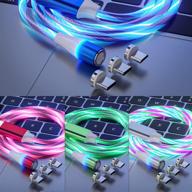 🔌 bojianxin magnetic charging cable [4-pack] - 3.3ft, 3.3ft, 6.6ft, 6.6ft - 3 in 1 led flowing magnetic phone charger supporting qc 3a fast charging &amp; data sync for type c/micro usb smartphones logo