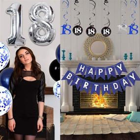 img 1 attached to 🎉 Dark Blue 18th Birthday Decorations for Boys and Girls - HAPPY BIRTHDAY Banner, Silver Number 18 Balloons, Deep Blue Theme Party Supplies Kit for Him or Her - 18 Years Old Birthday Party