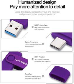 img 3 attached to 📱 WANSENDA OTG USB C Type C Flash Drive 2 in 1 USB 3.0/3.1 Thumb Drive 128GB Purple - Fast Transfer & Storage Solution