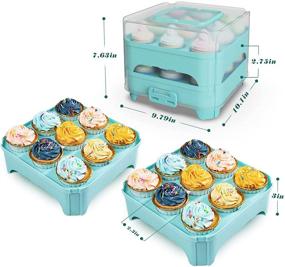 img 1 attached to 🧁 Convenient and Durable Cupcake Carrier: Reusable Container with Lid and Handle for 18 Cupcakes - Blue