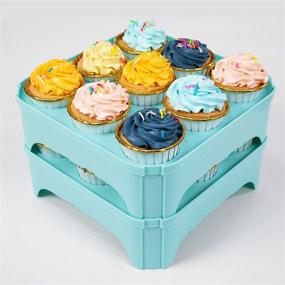 img 3 attached to 🧁 Convenient and Durable Cupcake Carrier: Reusable Container with Lid and Handle for 18 Cupcakes - Blue