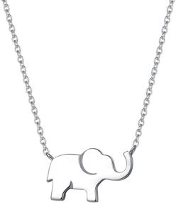 img 4 attached to FAFANCIME White/Yellow/Rose Gold Plated 925 Sterling Silver Mini Lucky Elephant Family Pendant Necklace for Women Girls - High Polish, Dainty, 16" + 2" Extender