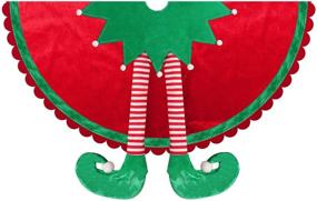 img 2 attached to TangJing 48&#34; Big Elf Christmas Tree Skirt: Candy Striped Legs, Ripple Trim, and Festive Elf Themed Decoration for Xmas Tree Ornaments, Santa Helper Under Tree Ideas, and Party Accessories