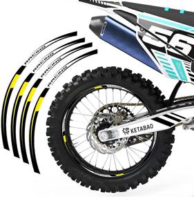 img 4 attached to KETABAO MX Bike Rim Tape R02 Decals Stickers Protector 21 18 Inch Compatible With CRF250 F L CRF250RX CRF250X (Yellow)