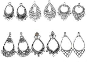 img 3 attached to 📿 Kinteshun Filigree Chandelier Earring Loops Connectors: Perfect for DIY Jewelry Making (30 Pairs, Antique Silver Tone)