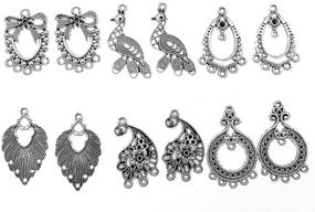 img 2 attached to 📿 Kinteshun Filigree Chandelier Earring Loops Connectors: Perfect for DIY Jewelry Making (30 Pairs, Antique Silver Tone)