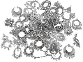 img 1 attached to 📿 Kinteshun Filigree Chandelier Earring Loops Connectors: Perfect for DIY Jewelry Making (30 Pairs, Antique Silver Tone)