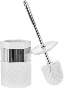 img 4 attached to Quilted Mirror Collection Toilet Brush Set - Creative Scents, Strong Grip Toilet Bowl Cleaner Brush and Holder, Gorgeous Design Compact Bowl Scrubber (White & Mirror)