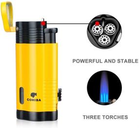 img 2 attached to 🔥 Windproof Butane Refillable Cigar Torch Lighter with 3 Jet Strong Flame and Built-in Punch