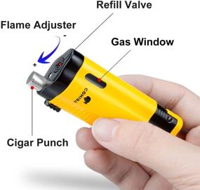 img 1 attached to 🔥 Windproof Butane Refillable Cigar Torch Lighter with 3 Jet Strong Flame and Built-in Punch