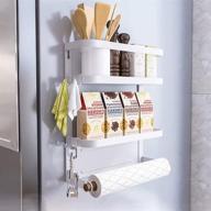 🍽️ 2 tier magnetic spice rack & shelf with paper towel holder - kitchen refrigerator storage organizer (medium, white) logo