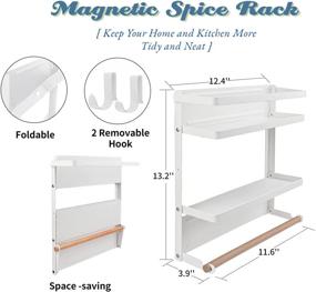 img 3 attached to 🍽️ 2 Tier Magnetic Spice Rack & Shelf with Paper Towel Holder - Kitchen Refrigerator Storage Organizer (Medium, White)