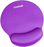 🖱️ leadsail ergonomic mouse pad with gel wrist rest support - waterproof, non-slip rubber base - purple - ideal for home office, study, easy typing, and pain relief logo