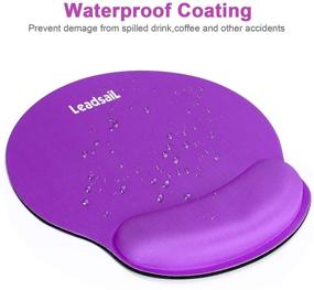 img 1 attached to 🖱️ LeadsaiL Ergonomic Mouse Pad with Gel Wrist Rest Support - Waterproof, Non-Slip Rubber Base - Purple - Ideal for Home Office, Study, Easy Typing, and Pain Relief