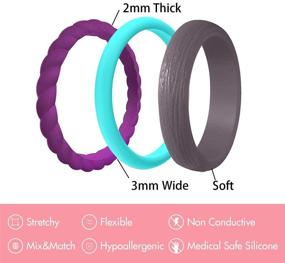 img 3 attached to 🌈 Affordable and Colorful Stackable Braided Rings: 15-Pack of Thin Rubber Wedding Bands, Fashionable, Comfortable Fit, Skin-Safe for Women