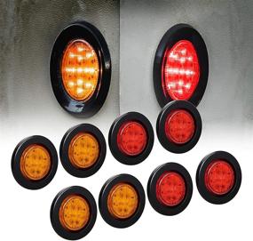 img 4 attached to 🚛 8шт 2,5-дюймовых Амбер и Красных круглых светодиодных маркерных огней для прицепов - Соответствует DOT, с отражающей линзой, со вставкой, влагозащищенностью IP67 - Маркерные огни для грузовиков и прицепов