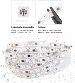 img 2 attached to FAVOLCANO 5m/16.4ft 300LEDS WS2811 LED Light Strip - Programmable, Individually Addressable, Waterproof IP67, RGB LED Rope with White PCB