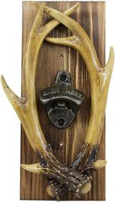 img 4 attached to 🦌 Vintage Style Rustic Western Faux Entwined Hunter's Stag Deer Antlers Trophy Mounted On Wood Plank - 10.75" High Buck Deers Cabin Lodge Country Wall Plaque with Soda Beer Bottle Cap Cast Metal Opener