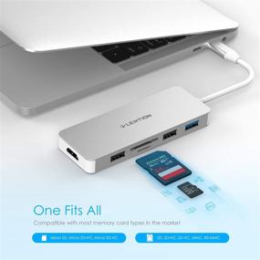 img 1 attached to 💻 USB-хаб LENTION: 4K HDMI, считыватель карт SD/Micro SD, USB 3.0, USB 2.0, зарядка - MacBook Pro, Mac Air, Surface, и другие - стабильный сертифицированный адаптер с драйвером (CB-C17, серебристый)