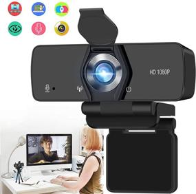 img 4 attached to 📷 Burxoe 1080P HD Webcam with Microphone for Desktop Computer Laptop, PC USB Camera Streaming - 110-Degree Wide Angle, Privacy Cover, Tripod Mic - Ideal for Study, Conference, Video Calling