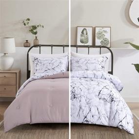 img 4 attached to 🛏️ HOMBYS Marble Comforter Set 3 Piece King Size: Luxurious Pink Printed Bedding for King Bed, Ultimate All Season Softness with Down Alternative (Includes Comforter and 2 Matching Shams)