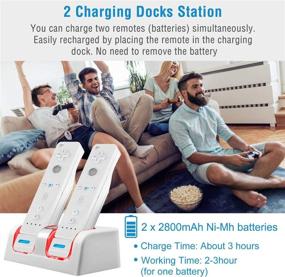 img 3 attached to 🎮 Nintendo Wii/Wii U Controller Charger Station - Dual Charging Dock with Two 2800mAh Rechargeable Battery Pack - White