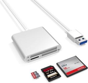 img 4 attached to 📸 Cateck USB 3.0 Card Reader for Mac and PC - Aluminum Superspeed CF/SD/TF/Micro SD Card Slots for iMac, MacBook Air/Pro/Mini, PCs, Laptops