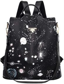 img 1 attached to 🎒 Стильный женский мини-рюкзак Клара в камуфляжном стиле: печатный плечевой мешок для отдыха и путешествий - дизайн с звездным небом