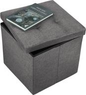 📦 xuelan grey folding storage ottoman cube with 15-inch linen foldable storage boxes - versatile rectangle coffee table bench, footrest stool and storage chest for living room, bedroom, dorm logo