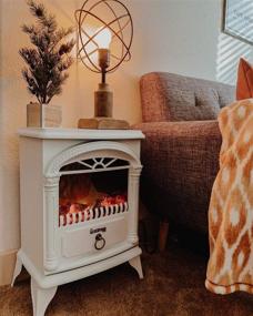 img 1 attached to 🔥 e-Flame USA Hamilton Compact Electric Fireplace Space Heater - Realistic 3-D Wood Burning Flame Effect (Winter White)