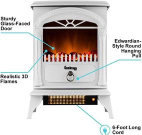 img 3 attached to 🔥 e-Flame USA Hamilton Compact Electric Fireplace Space Heater - Realistic 3-D Wood Burning Flame Effect (Winter White)
