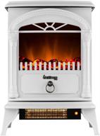 🔥 e-flame usa hamilton compact electric fireplace space heater - realistic 3-d wood burning flame effect (winter white) logo