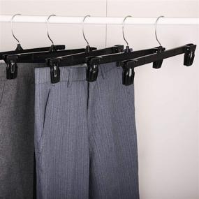 img 1 attached to 👖 Titan Mall Pants Hangers - 30 Pack of 12-inch Black Plastic Skirt Hangers with Non-Slip Clips and Rotatable Hook - Durable, Sturdy, Elegant and Economical for Hanging Pants