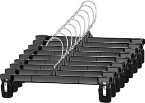 img 4 attached to 👖 Titan Mall Pants Hangers - 30 Pack of 12-inch Black Plastic Skirt Hangers with Non-Slip Clips and Rotatable Hook - Durable, Sturdy, Elegant and Economical for Hanging Pants