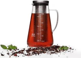 img 3 attached to ☕️ Airtight Cold Brew Iced Coffee Maker and Tea Infuser - 1.0L / 34oz Brewing Glass Carafe with Spout and Removable Stainless Steel Filter by Ovalware RJ3