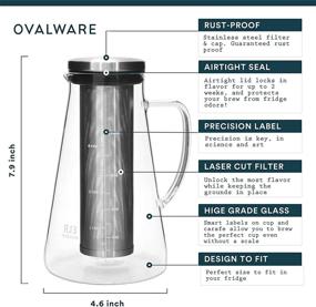 img 2 attached to ☕️ Airtight Cold Brew Iced Coffee Maker and Tea Infuser - 1.0L / 34oz Brewing Glass Carafe with Spout and Removable Stainless Steel Filter by Ovalware RJ3