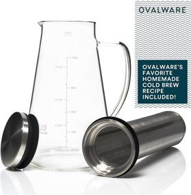 img 1 attached to ☕️ Airtight Cold Brew Iced Coffee Maker and Tea Infuser - 1.0L / 34oz Brewing Glass Carafe with Spout and Removable Stainless Steel Filter by Ovalware RJ3