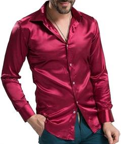 img 4 attached to YiZYiF Sleeve Shiny Button XX Large Men's Clothing