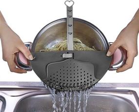 img 1 attached to 🍲 DUXU Clip-On Kitchen Strainers - Set of 2 BPA-free Colander Sieves for Bowls, Pots &amp; Pans - Food Drainers for Pasta, Spaghetti, Potatoes &amp; Vegetables - Dishwasher Safe Cooking Utensils in Gray