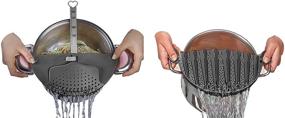 img 4 attached to 🍲 DUXU Clip-On Kitchen Strainers - Set of 2 BPA-free Colander Sieves for Bowls, Pots &amp; Pans - Food Drainers for Pasta, Spaghetti, Potatoes &amp; Vegetables - Dishwasher Safe Cooking Utensils in Gray