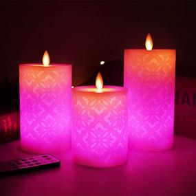 img 3 attached to 🕯️ Улучшите атмосферу с набором из 3 свечей с имитацией пламени - настоящий воск, светодиоды с изменяющимся цветом, пульт дистанционного управления с 18 кнопками, таймер на 24 часа!