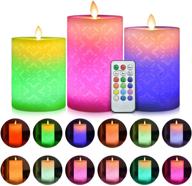 🕯️ enhance your ambiance with a set of 3 flickering flameless candles - real wax, color changing led, 18-key remote control, 24 hours timer! logo