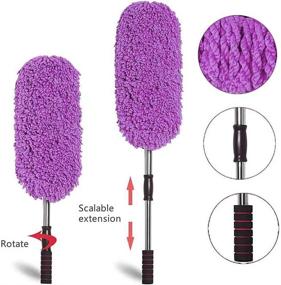 img 3 attached to 🚗 Extendable Handle Microfiber Car Duster Kit | Purple | Multi-Purpose Interior Exterior Cleaning Brush