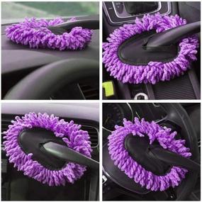 img 1 attached to 🚗 Extendable Handle Microfiber Car Duster Kit | Purple | Multi-Purpose Interior Exterior Cleaning Brush