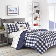 🛏️ eddie bauer home lakehouse collection queen quilt set - 100% cotton, reversible, medium weight bedding in blue with matching shams logo
