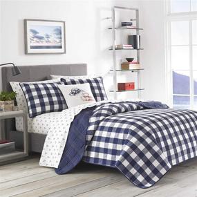 img 4 attached to 🛏️ Eddie Bauer Home Lakehouse Collection Queen Quilt Set - 100% Cotton, Reversible, Medium Weight Bedding in Blue with Matching Shams
