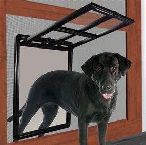 img 4 attached to 🐾 Convenient and Secure Pet Door for Screen Door - Ideal for Dogs and Cats - Magnetic Self-Closing Flap - Lockable - Fits Perfectly into Door or Window Screen - Black 17-3/4" x 13-3/4